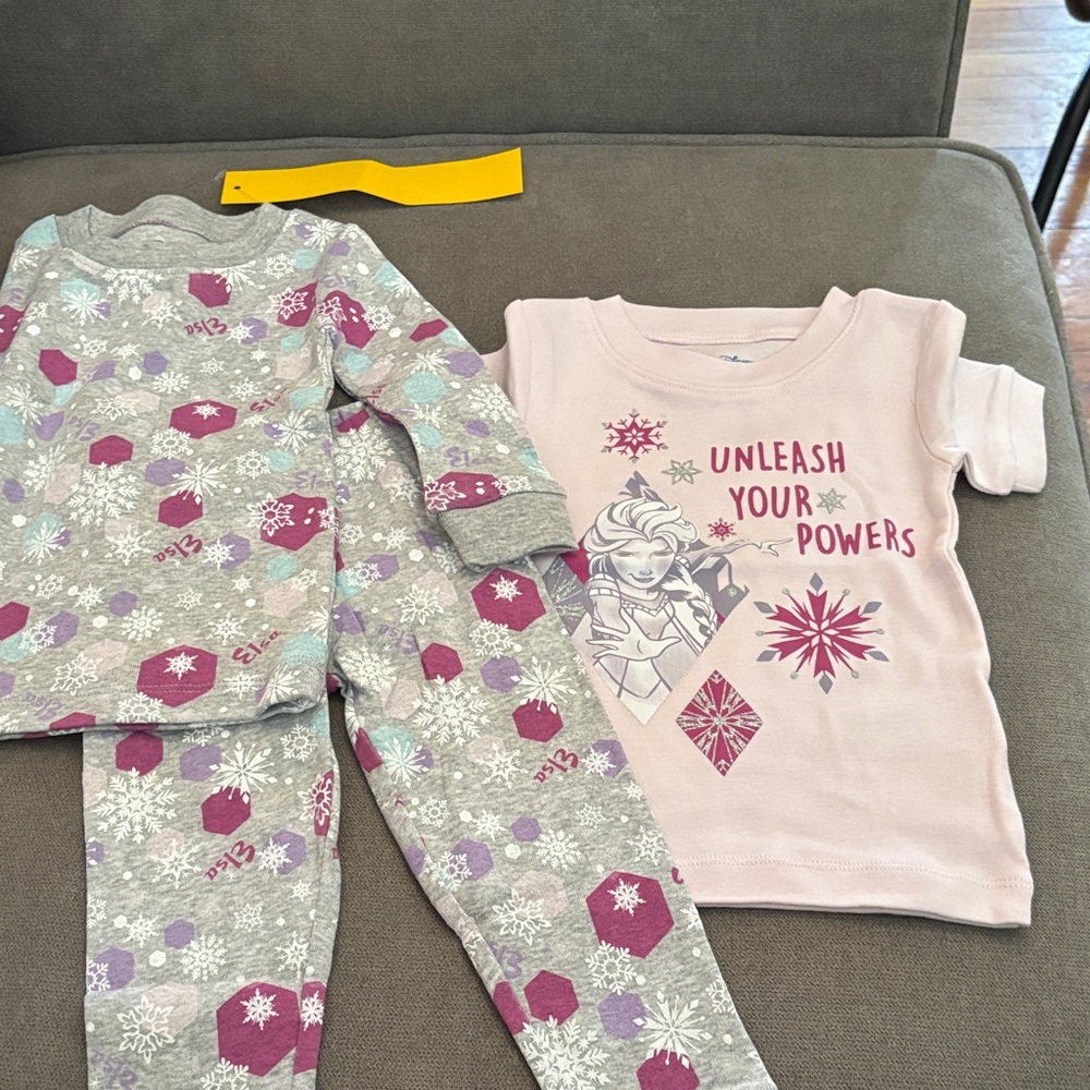Disney-Amazon Essentials  Pink and Gray Elsa 3 piece Pajama Set